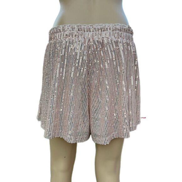 Cotton Bleu Women Gold Sequin Shorts Stretchy Waist lined Size Medium - Picture 4 of 10